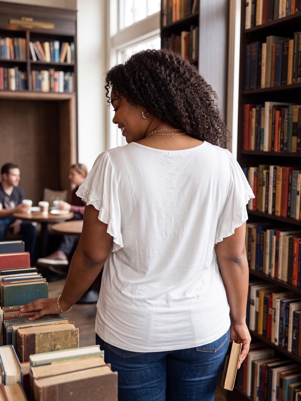 White Ruffle Sleeve Blouse - Picture 2 of 5